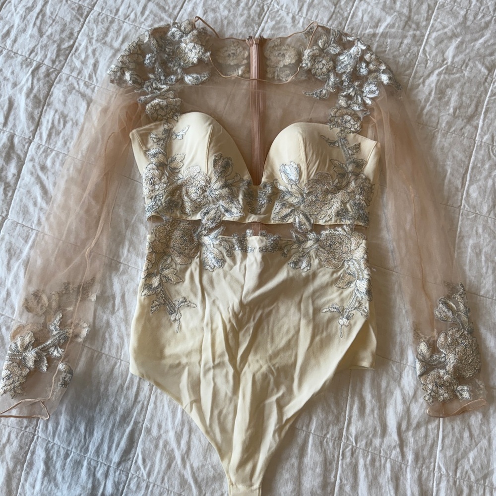 La Perla Sheer Lace Bodysuit – IT 2 / US 34C – Silk & Tulle